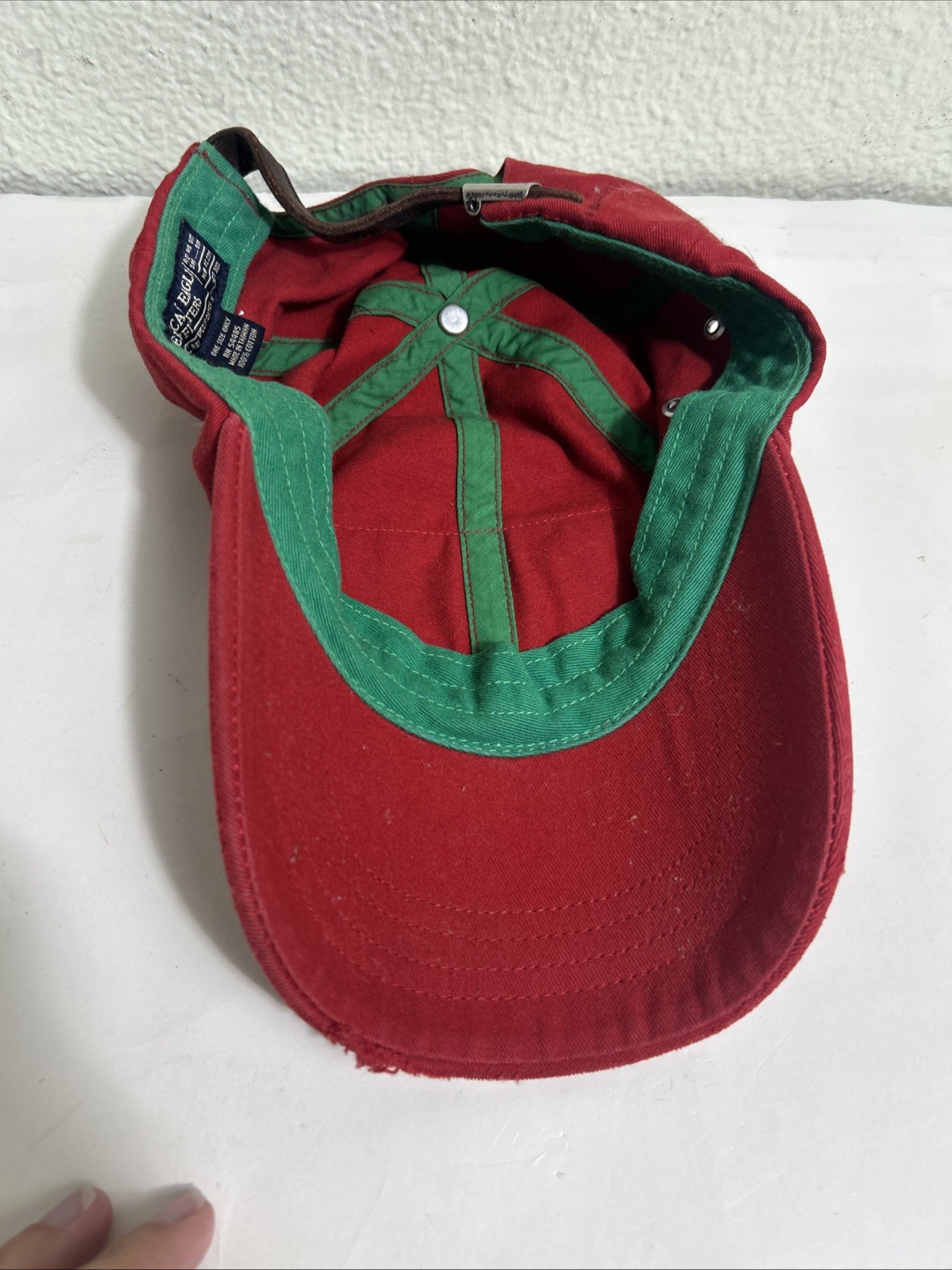 American Eagle Strapback Baseball Cap Red Distres… - image 14
