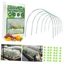 Garden Netting Kit, 10x30FT Ultra Fine Mesh Netting ＆6 Sets of 8FT Fiberglass 
