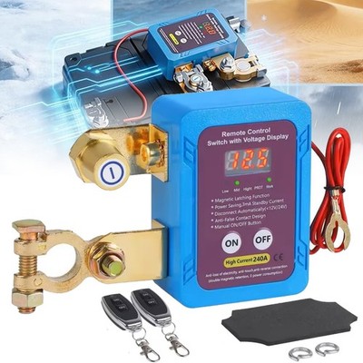 Wireless Remote 12V 240A Battery Disconnect Kill Switch Car Truck RV LED Light