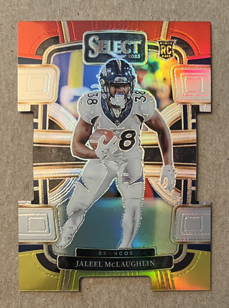 2023 Panini Select - Concourse Jaleel McLaughlin #32 Red & Yellow Prizm Die-Cut