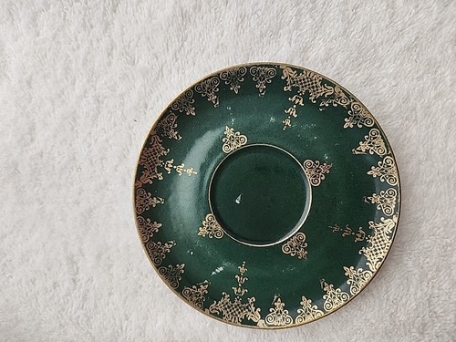 Victoria Austria Porzellan Demitas Tasse & Untertasse - grün, gold & weiß - Bild 4 von 7