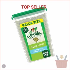 Greenies Feline Adult Dental Cat Treats, Catnip Flavor, 9.75 oz. Tub