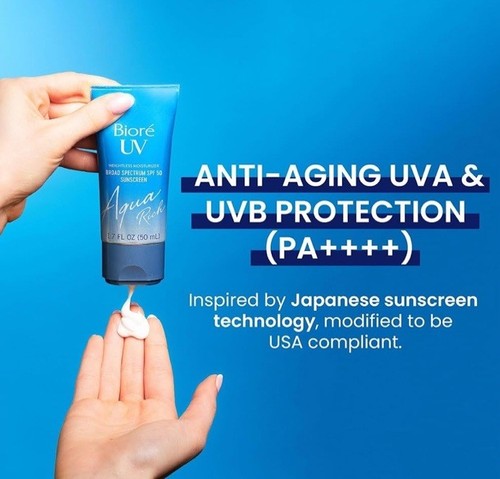 Biore UV Aqua Rich Crema Idratante Viso Quotidiana con SPF 50 - Foto 5 di 9
