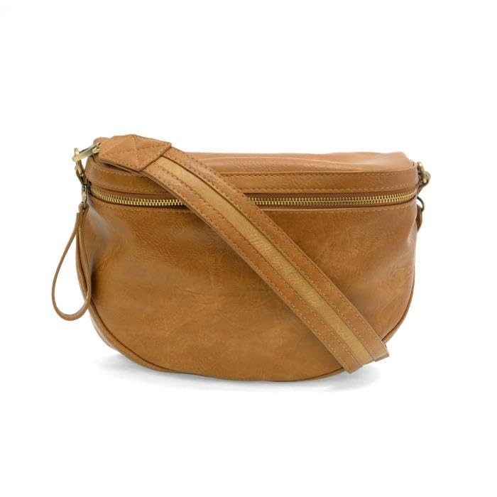 Women's Fashion Purse Laura Contrast Strap Sling Belt Bag - Chestnut