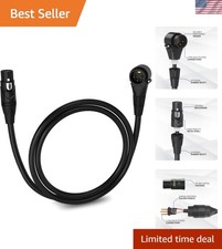 3 Feet XLR Mic Cord - Right Angle Male to Female for Noise-Free Transfer