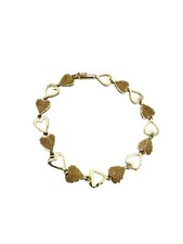 14k Yellow Gold 8mm Textured Heart Chain Link Bracelet 7"