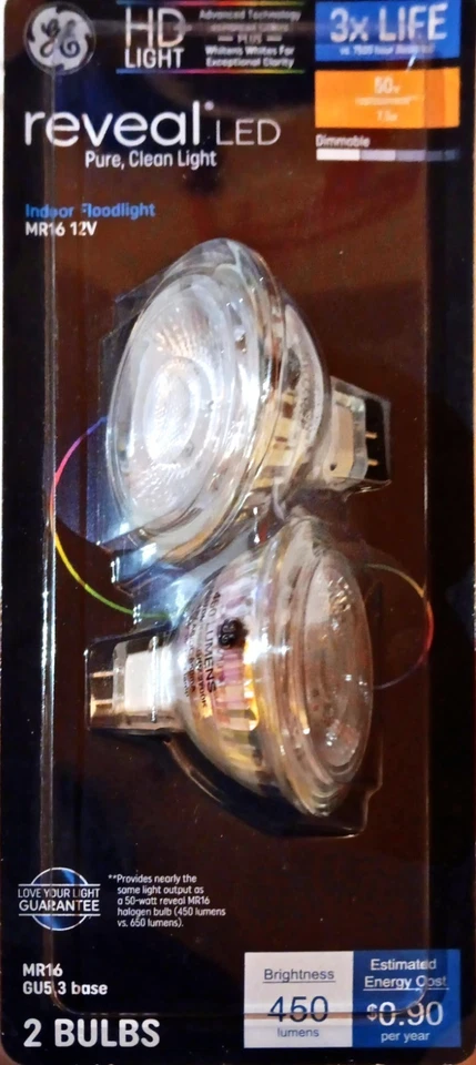 GE Reveal HD 50-Watt EQ MR16 Color-Enhancing GU5.3 Base Dimmable LED Light Bulbs - Image 2 of 4