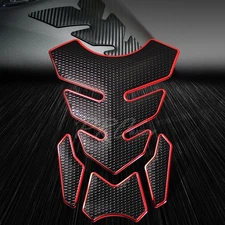 4-Piece Customizable Gas Fuel Tank Pad Decal/Sticker Perforated Black+Chrome Red