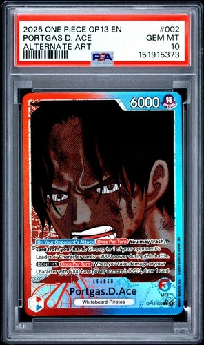 2025 One Piece Portgas D. Ace Leader Alt Art #OP13-002 PSA 10 GEM MINT