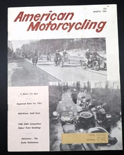 Vtg 1961 March American Motorcycling Motorcycle Magazine Harley Advertising