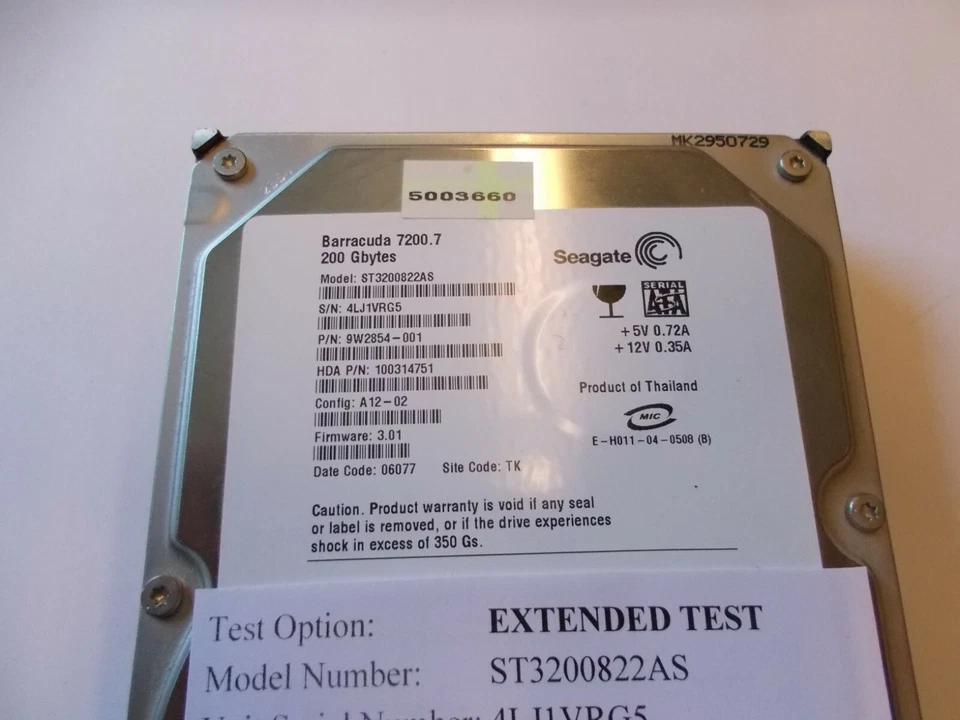 Seagate Barracuda Hdd, 200 Gb Sata Ii, 7200 Rpm, 8 Mb, St3200822As, #Su248 - Image 2 of 2