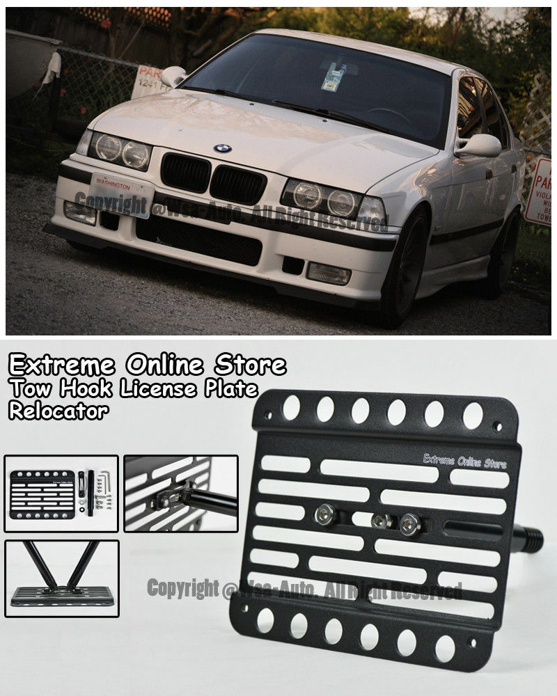 Fits 92-99 BMW E36 M3 Front Tow Hook Mount License Plate Relocator 