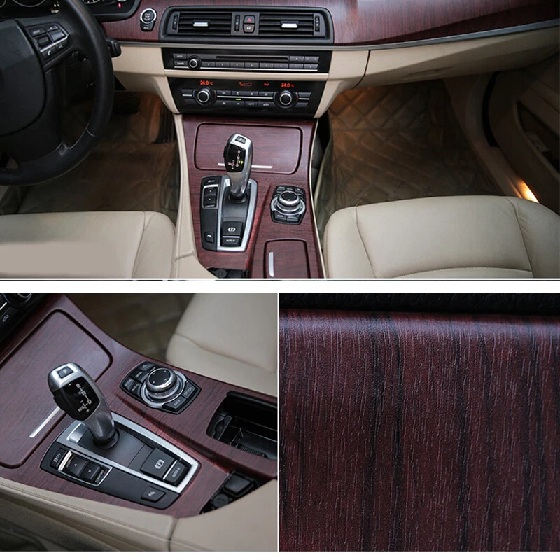 Hoja de calcomanías adhesivas envolventes de vinilo de grano texturizado madera estilo interior de automóvil SUV hágalo usted mismo Foto 4 de 4