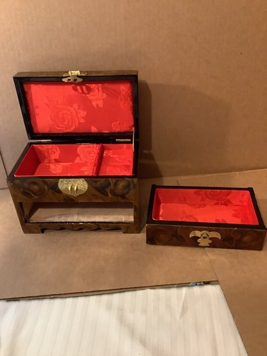 Boîte à bijoux chinoise . Joli art miniature derrière verre très bien fait propre - Photo 7 sur 12