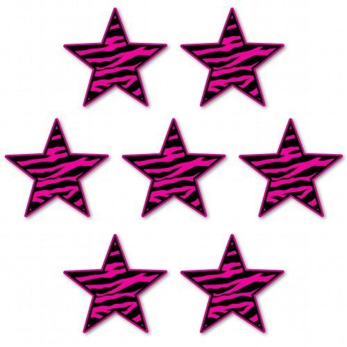 Zebra Stars Set of 7 Pink Cute Car Vinyl Sticker - SELECT SIZE