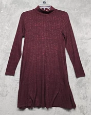 Ivanka Trump Dress Womens Medium Red Maroon High Neck Long Sleeve Sweater Ribbed