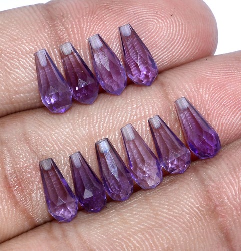 12.30 Cts Natural Amethyst Teardrops Cut 10x4.50 mm Lot 10 Pcs Faceted Gemstones - Picture 3 of 7