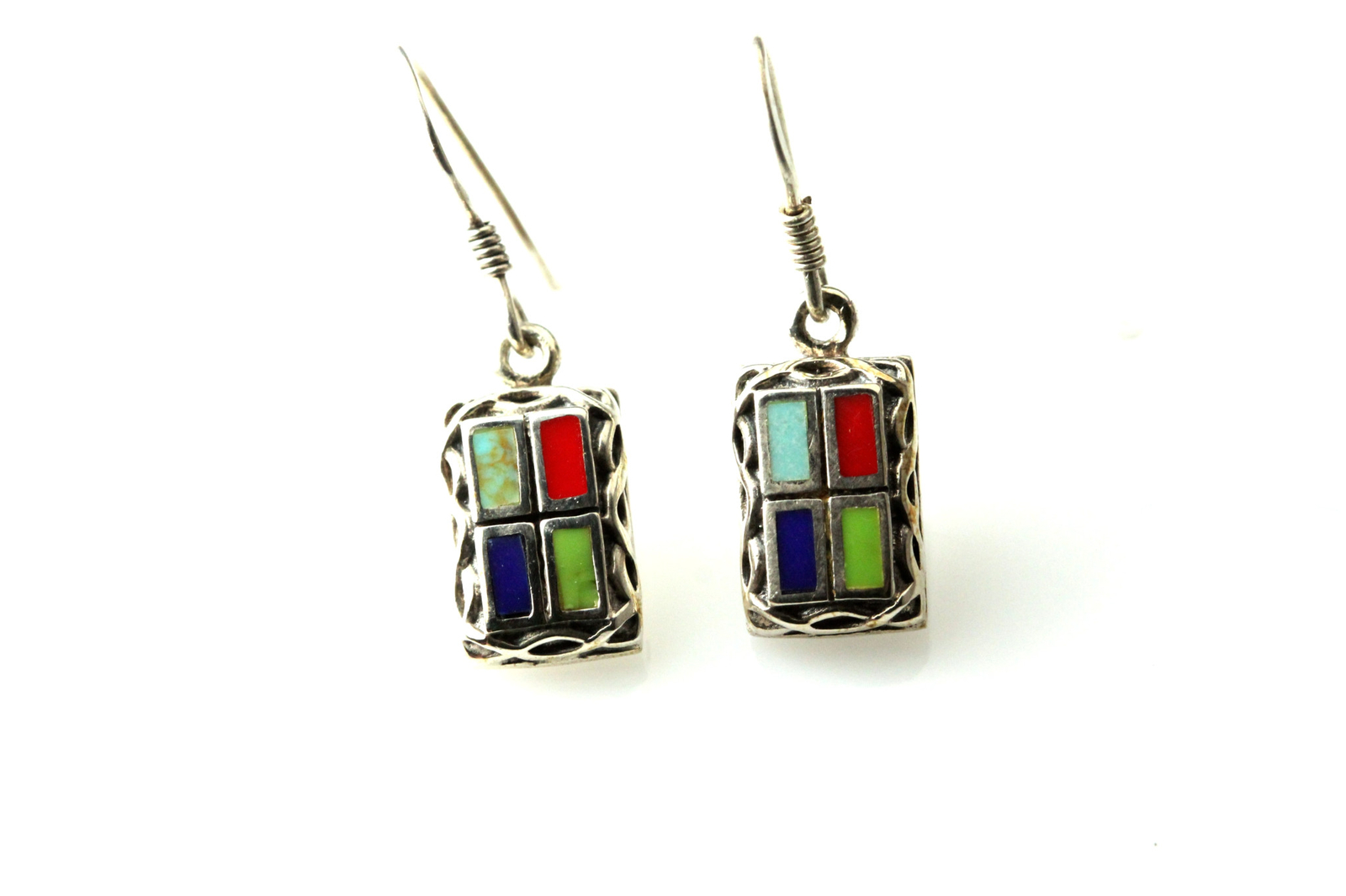 Small 925 Sterling Silver Rectangular Four Color … - image 6