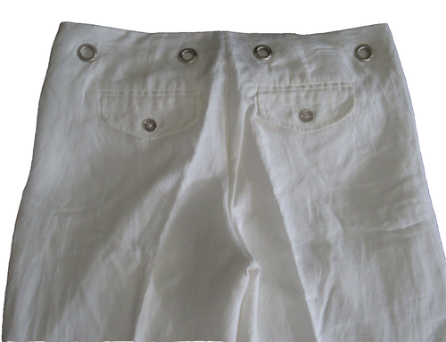 Kenar Damen Hose Größe 8 Leinen weiß Baggy Kordelzug Gürtellöcher 33 x 31,5 neu ohne Etikett - Bild 6 von 8