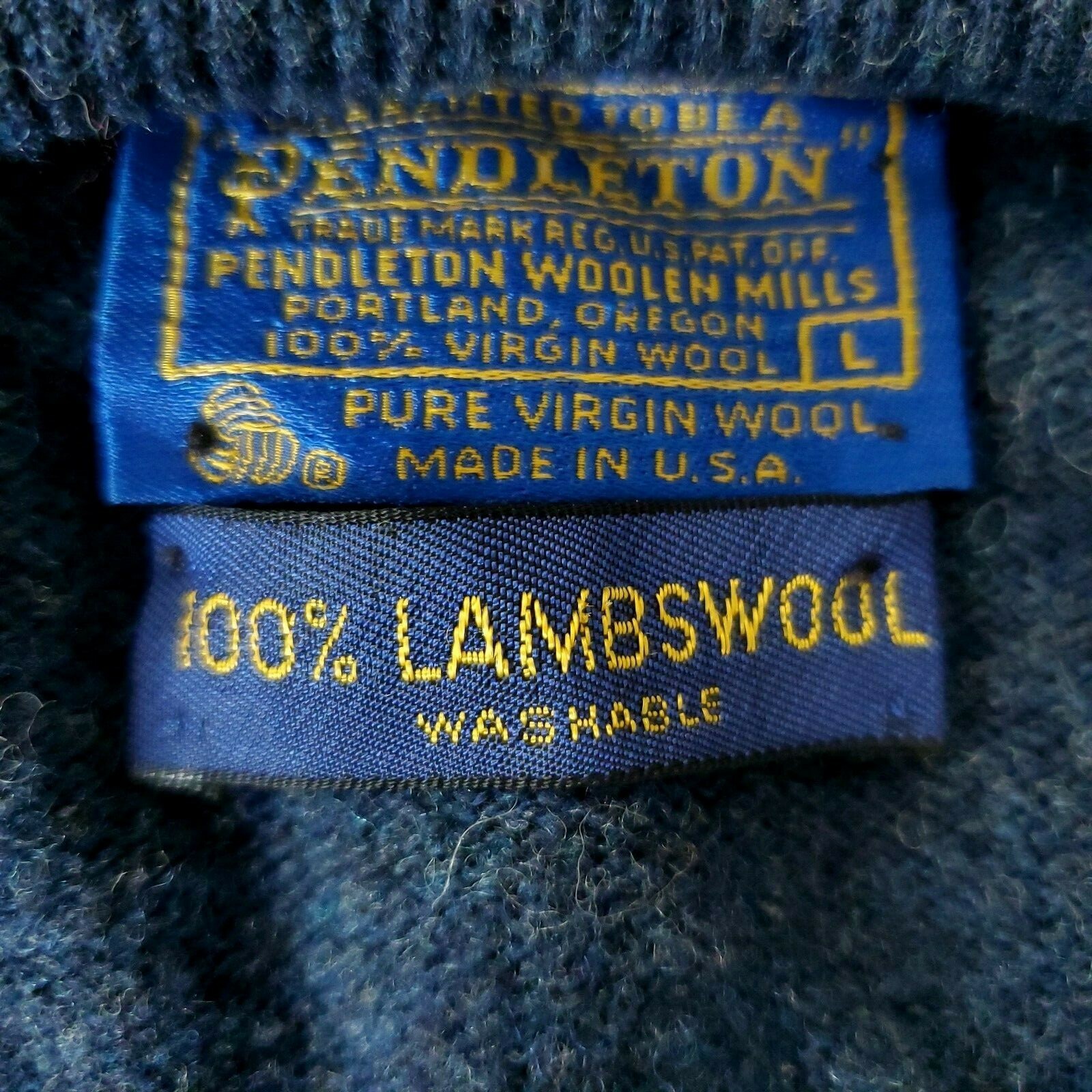 Pendleton Gray Blue Lambswool Pullover Sweater Me… - image 3