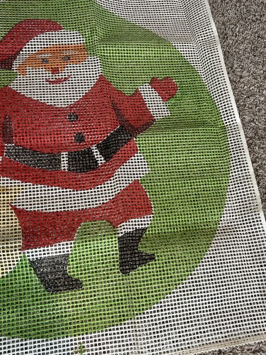 vintage 32”X 34” Christmas Waving Santa latch hook rug CANVAS ONLY - Picture 4 of 6