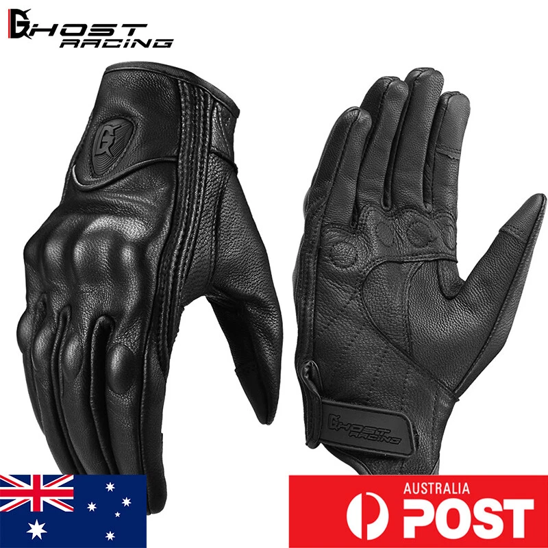 Motorcycle Gloves Retro Genuine Leather Motorcycle Waterproof Touch Screen Full