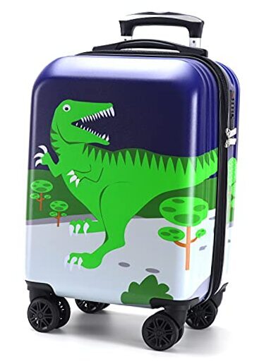  Kids Luggage for boys suitcase with spinner wheels Carry On 18 GREEN-Dinosaur