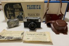 Antique Yashica TRAVEL KIT 35mm CAMERA w/Necklace-Case Flash Original Box Papers