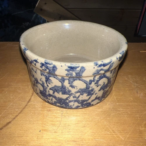 Vintage Roseville Ohio Blue Sponge Ware Bowl RRP Co.  Small Bowl