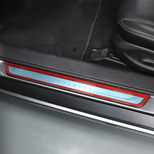 Red Carbon Car Door Sill Scuff Plate Panel Trim Sticker For Infiniti Q50 2015-22 - Picture 6 of 12