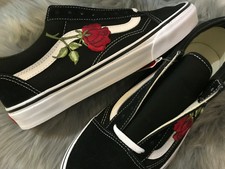 custom rose vans old skool