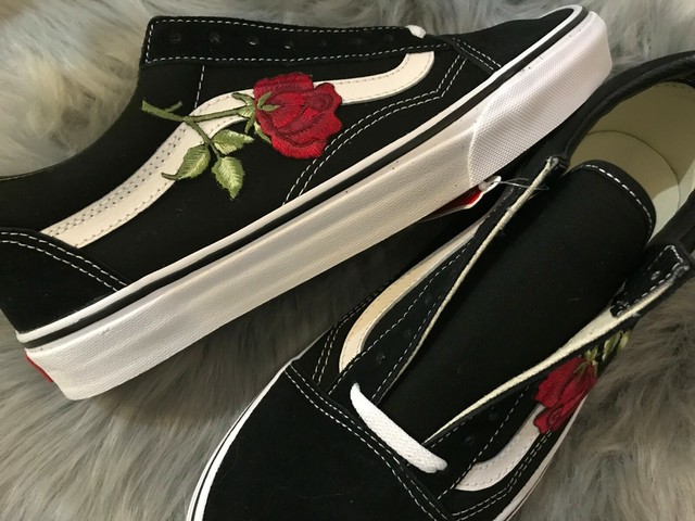 vans old skool rose embroidery