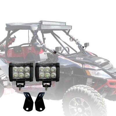Textron Arctic Cat Wildcat 3'' LED Pod Light & Custom A-Pillar Bolt On Brackets
