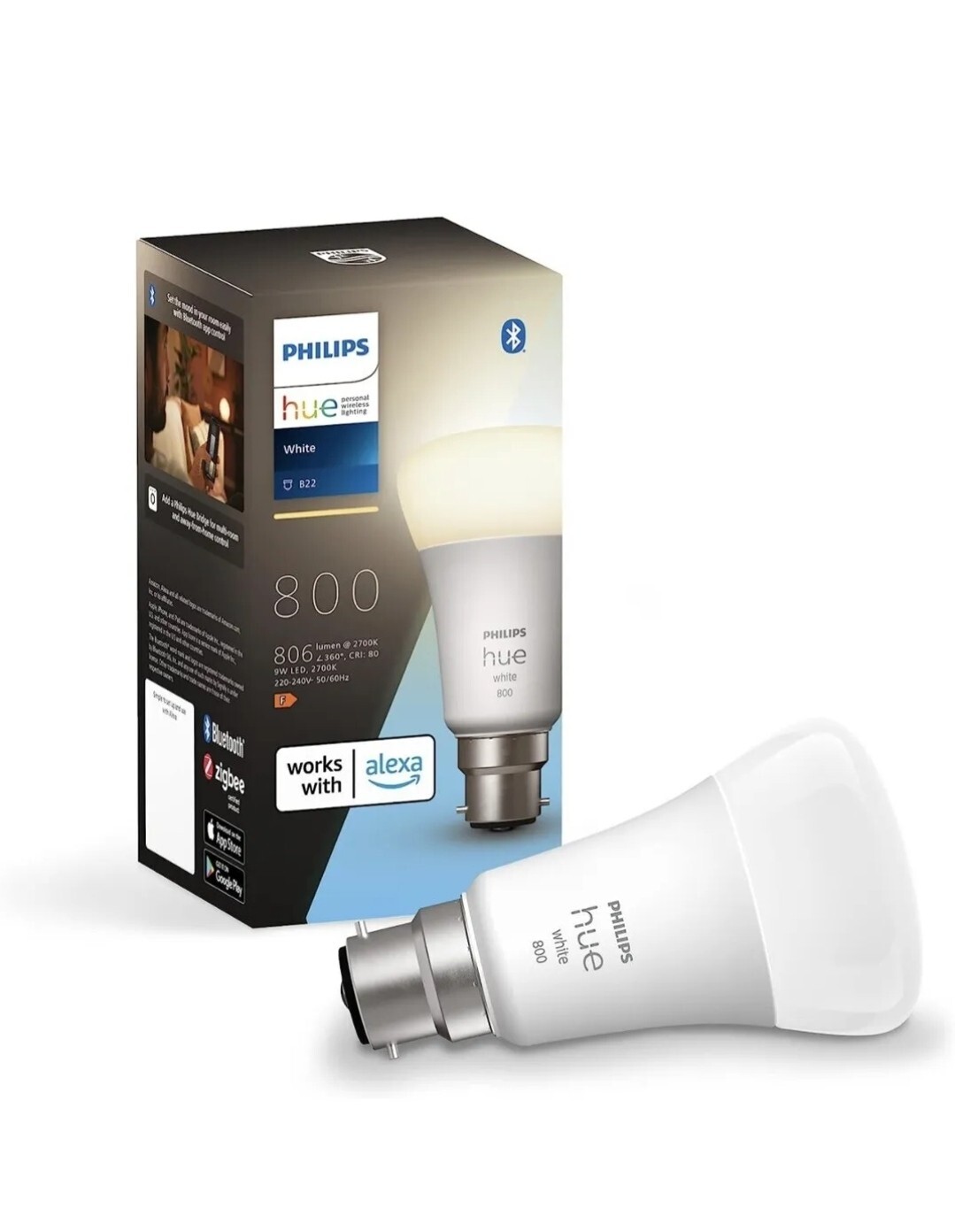 Philips Hue White LED Bulb 800 with Bluetooth - B22 - New