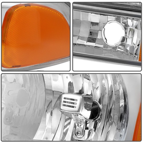 Fit 1999-2006 GMC Sierra 1500 2500 Chrome Headlights+Bumper Signal Lamps 99-06 - Zdjęcie 14 z 15