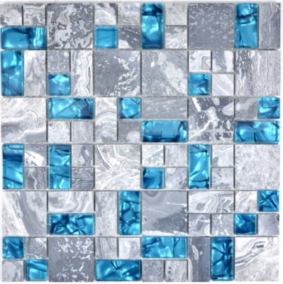 Mosaïque en verre-pierre-miroir noir-décor MAT INTER