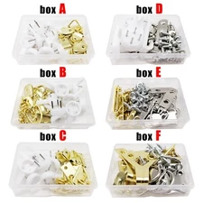 1 Box Triangle D-Ring Picture Photo Frame Hanger Wall Hook Assortment Kit Set