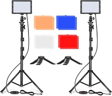 Led Photography Lighting Kit, 2 Pcs Dimmable Continuous Portable Studio Light wi