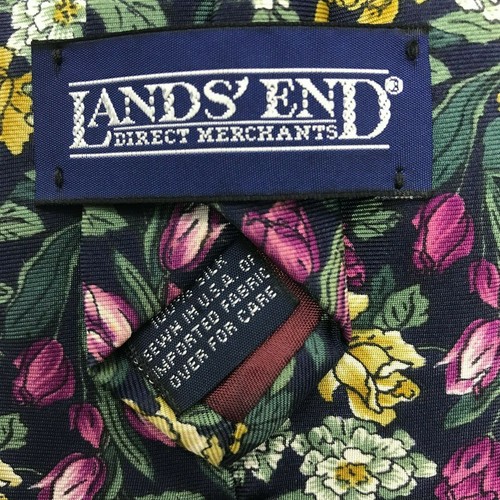 Vintage LANDS END 57L Mens Silk Necktie Multi Colored Floral Tie Made in USA - Picture 4 of 5