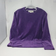 Appleseeds Purple Sweater Red Hat Society Soft Velour Casual Lounge SMALL