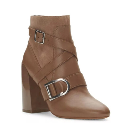 Vince Camuto Leather or Suede Moto Ankle Boots Wild Mushroom