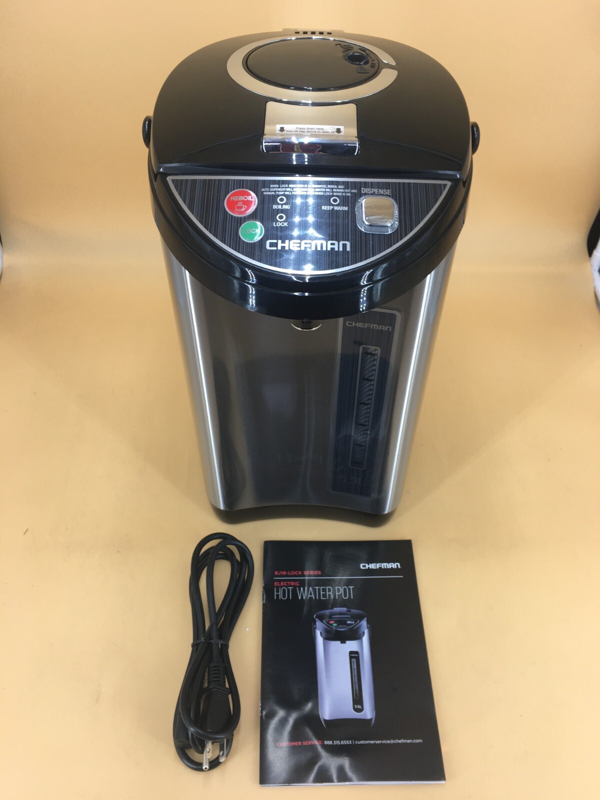 Chefman Electric Hot Water Pot Urn Insulated Stainless Steel, 5.3L. 30