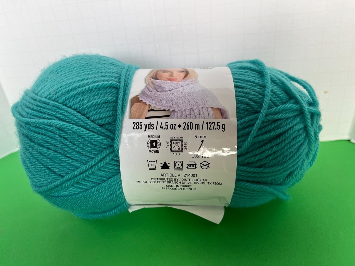 Loops & Threads Impeccable Aqua 4 Weight Acrylic Yarn NEW | eBay