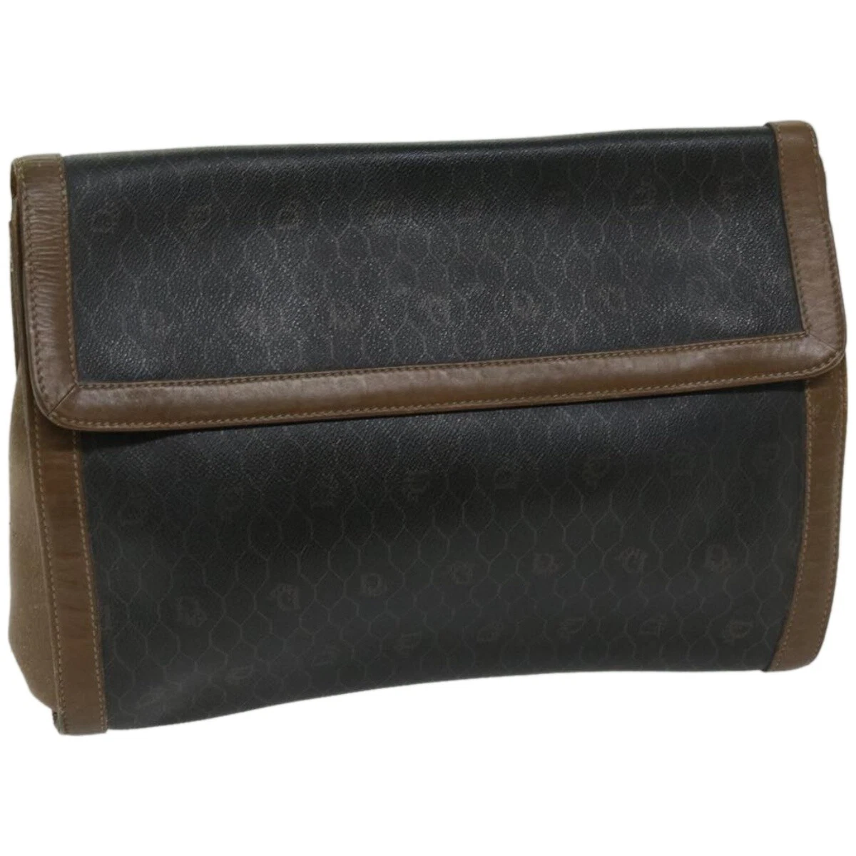 Christian Dior sac pochette toile nid d'abeille PVC cuir noir authentique bs12112