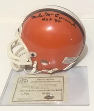 MIKE MCCORMACK Signed CLEVELAND BROWNS Mini Helmet 9x All-Pro, HOF Dec'd BOSLEY