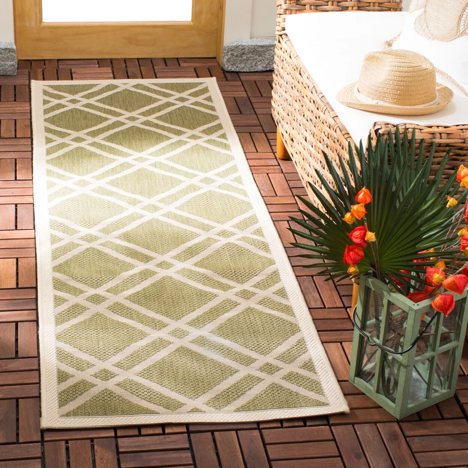 SAFAVIEH Indoor Outdoor CY6923-244 Courtyard Green / Beige Rug - Image 2 of 4