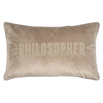 Kissenhülle Schriftzug Philosopher Pad Home Letters Taupe Dekoration 30 x 50 cm