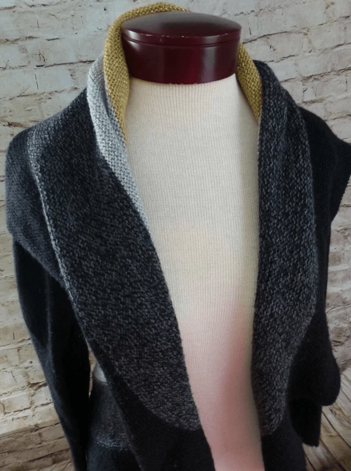 Charter Club Black Gray Gold Silver Striped Cardigan Sweater Women SZ PS - Image 2 of 4
