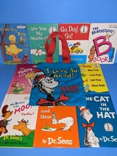 Vintage 50's 60's Dr. Seuss books & 1957 book bag PD Eastman Error book Big bird