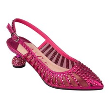 Lady Couture Rosita Fucsia Rete Strass Apertura Sul Retro Con 2 " Tacco